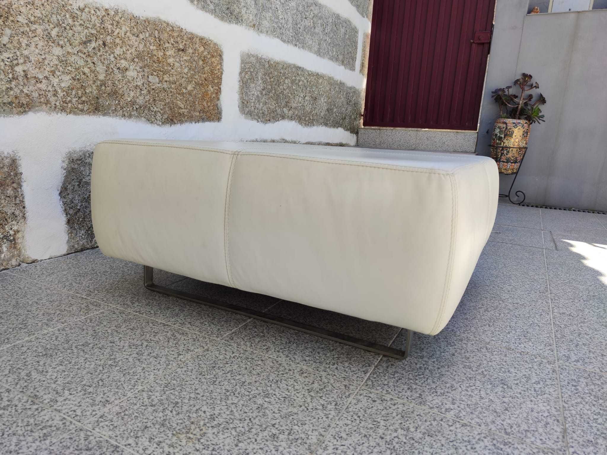 Mesa de centro em pele verdadeira (Branco)