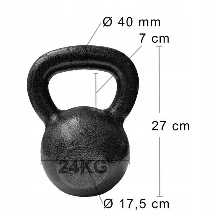 KETTLEBELL żeliwny 24 KG hantle kettel kettla kula