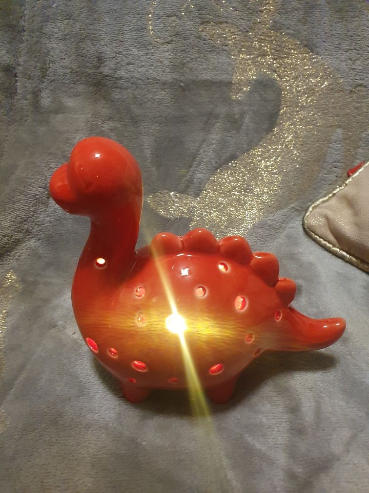 Ceramiczna lampka Led Dinozaur