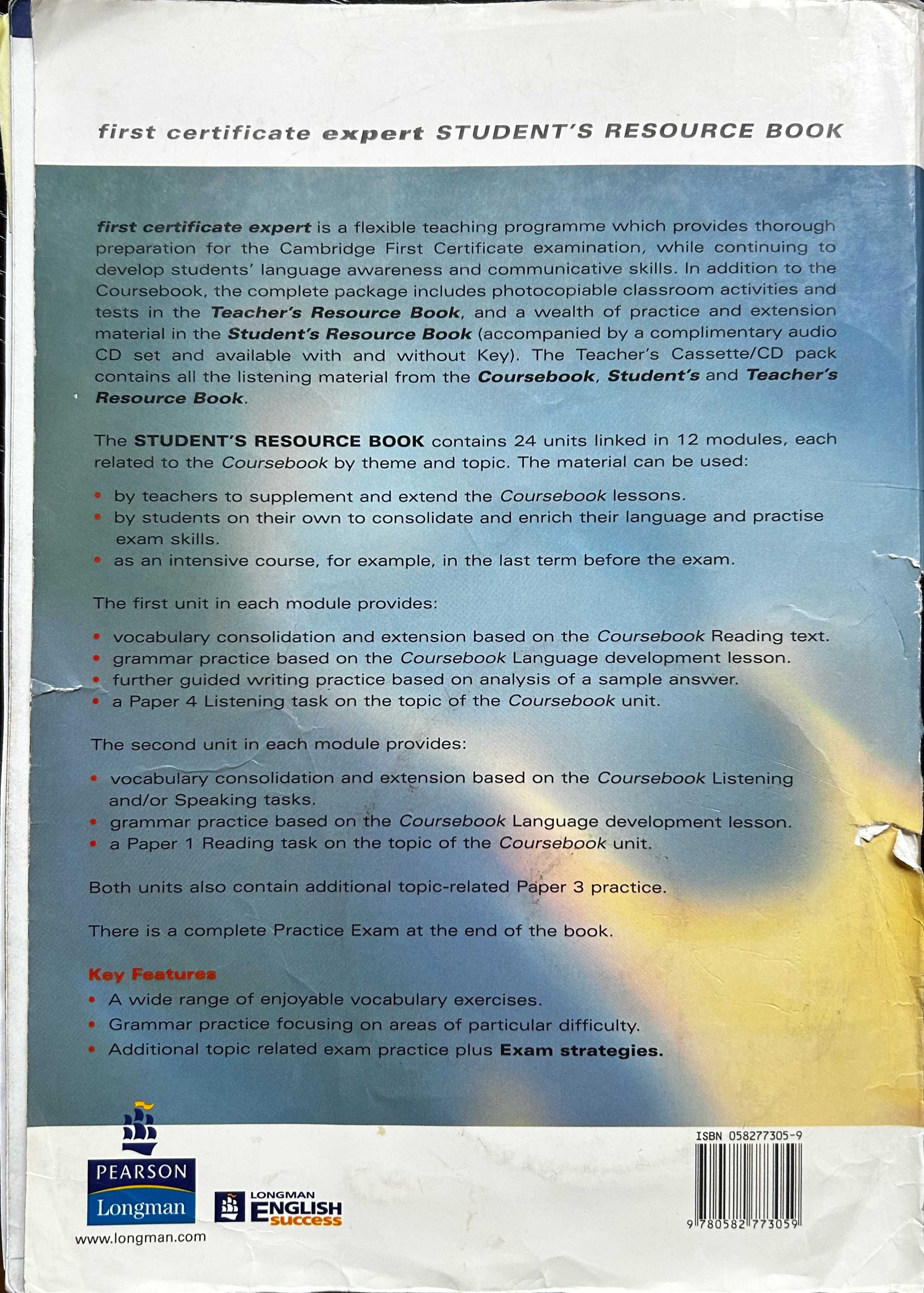 Podręcznik first certificate expert STUDENT'S RESOURCE BOOK with key