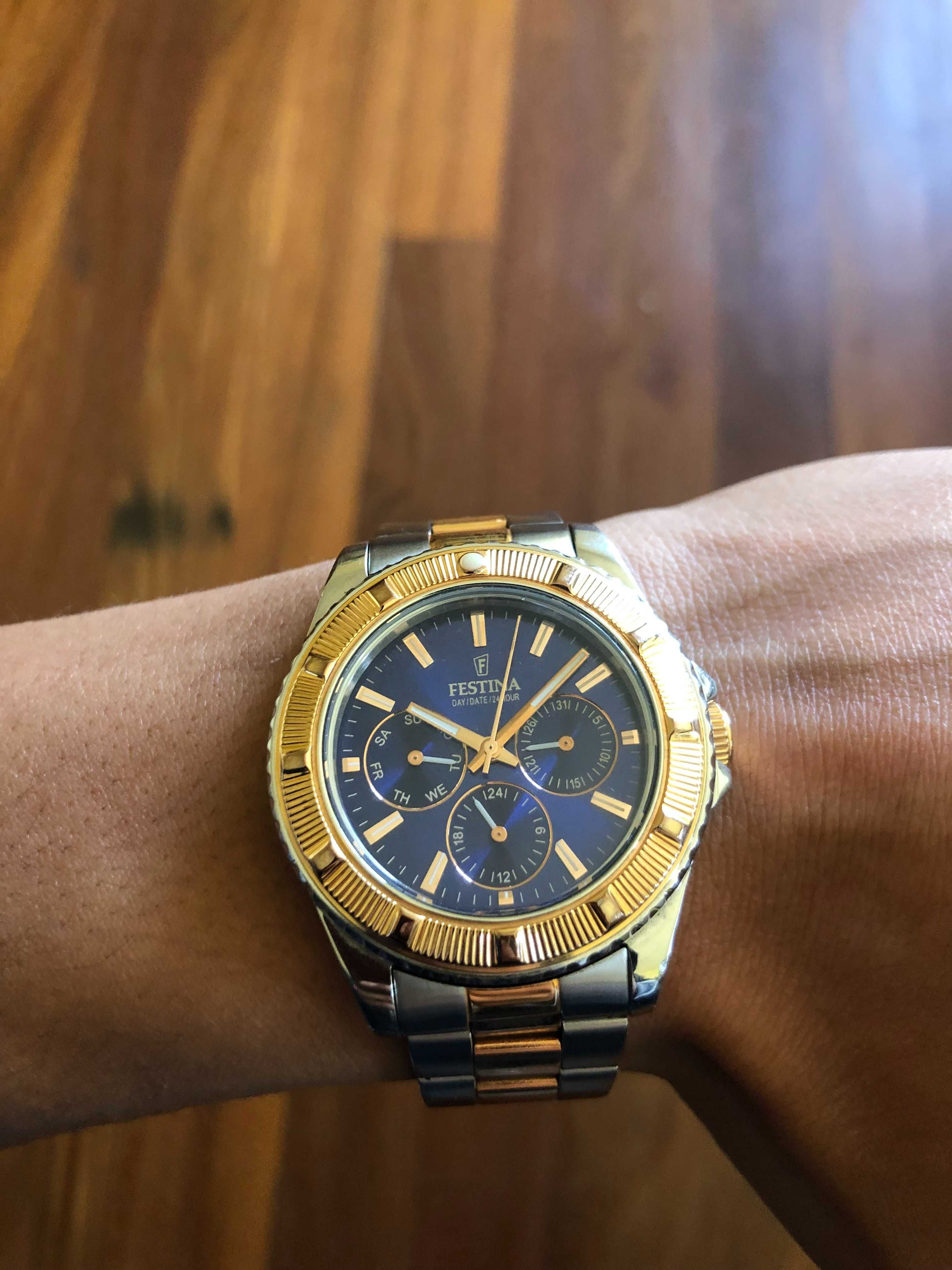 Relógio Festina Azul Pulseira Aço, Unisexo