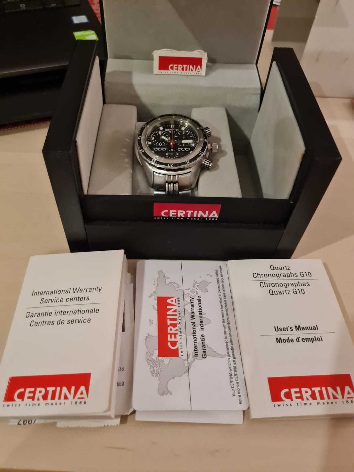 Certina DS Blue Ribbon 43 mm - DIVER 30 ATM - zawór helowy - Stal 316L