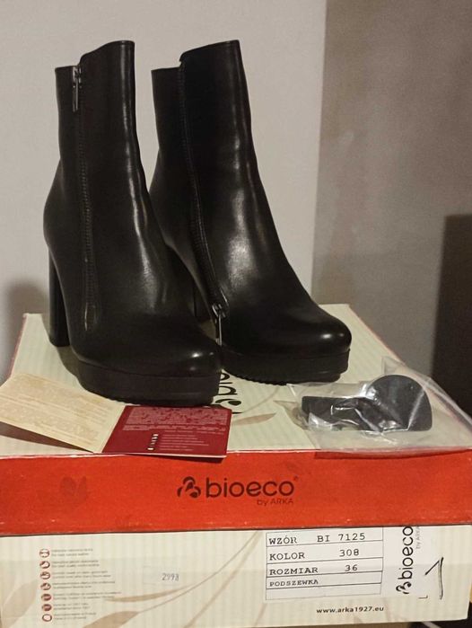 Buty damskie, botki skórzane,  nowe 36