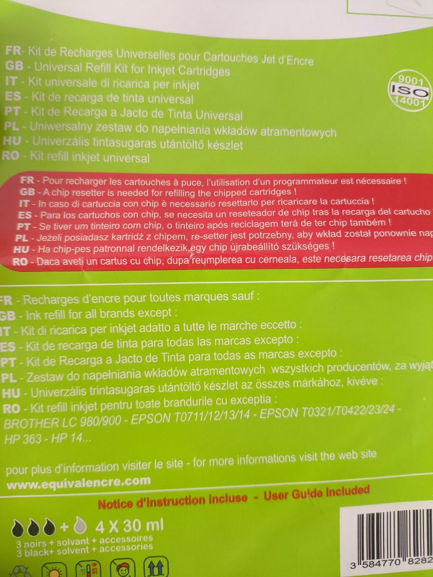 Kit tinta enchimento de tinteiros impressora + acessórios