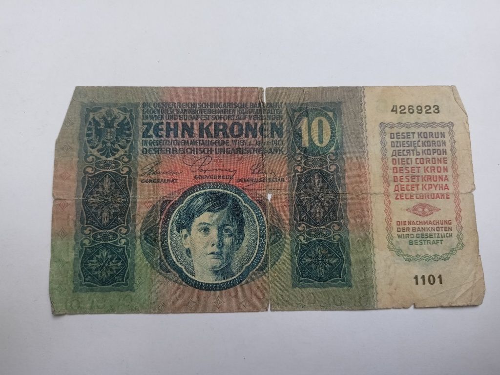 Banknot Tuż 10 koron. Austro-Węgry