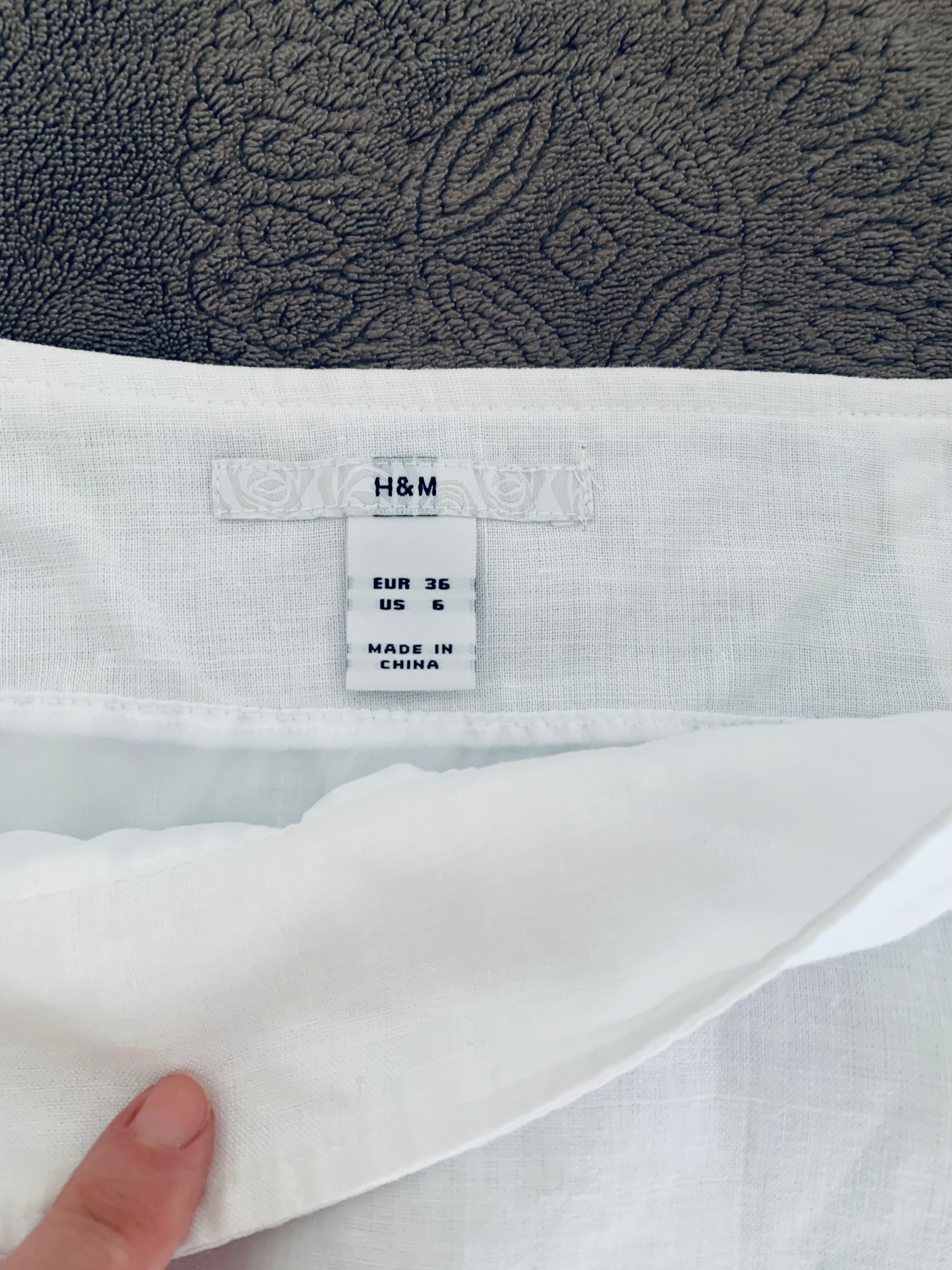 Льняная юбка H&M, белоснежная, новая, 36-38
