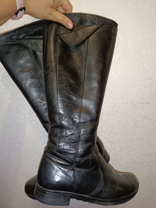 Кожаные сапоги зима