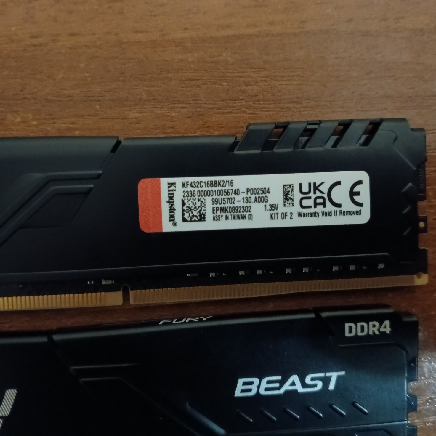 ОЗП Kingston DDR4 16GB (2x8GB) 3200Mhz FURY Beast Black (KF432C16BBK2/
