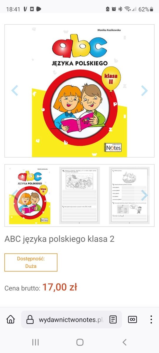 Kl II ABC Język POLSKi  , Kangurek Niko matematyka + gratis