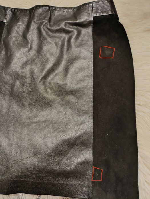 Spódnica czarna zamszowa skórzana barania kozia XL promod