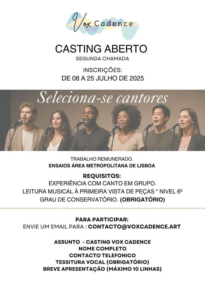Casting Grupo Vocal - Segunda Chamada