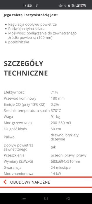 Obudowa kominkowa narożna NORDFLAM ANNO prawy