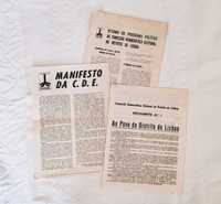 Conjunto de 3 documentos C.D.E Lisboa - Eleições de 1969