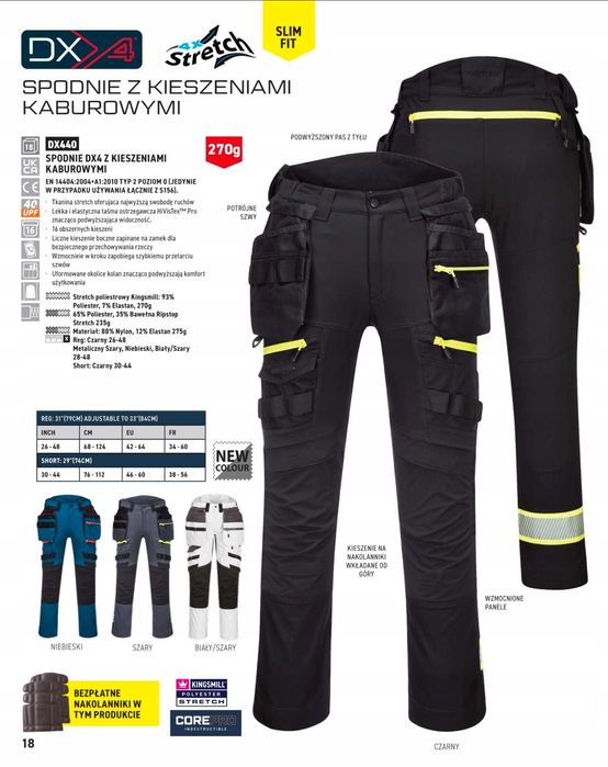 Nowe spodnie robocze Portwest DX4 DX440 (XXL) + nakolanniki GRATIS