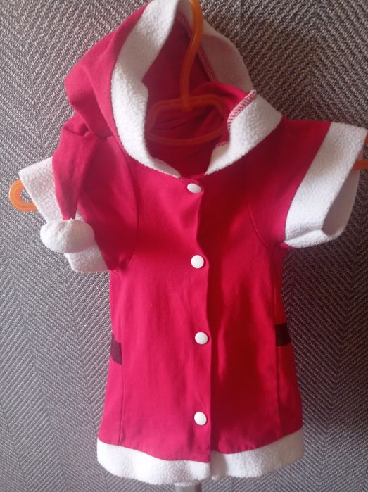 Новорічний санта Комбезік на кнопках для тваринки.