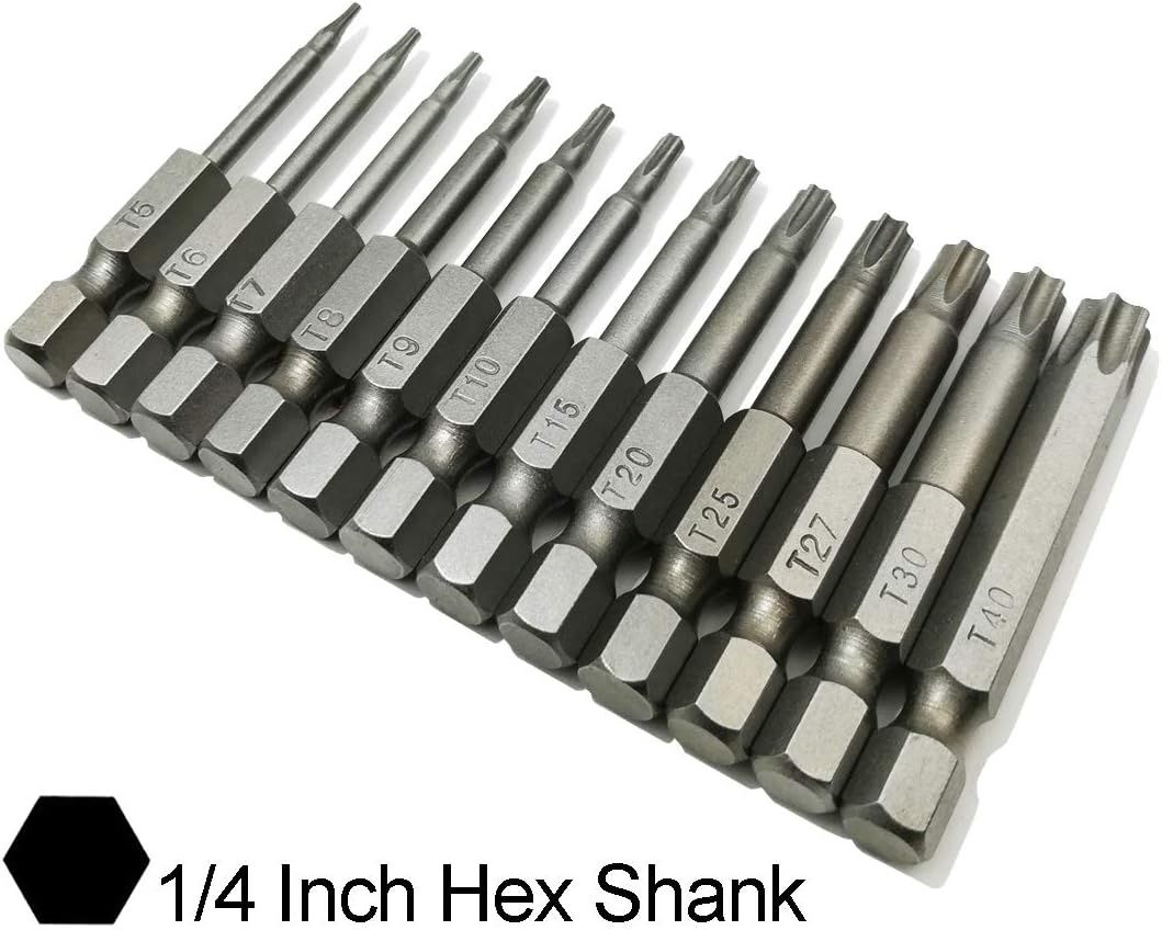 Conjunto de 12 bits torx longos para aparafusadora