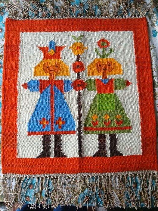 Cepelia PRL wełniany kilim krakowska para fajny prezent świąteczny