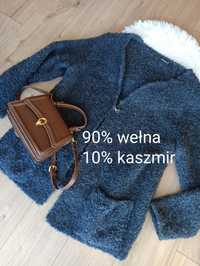 Grafitowy wełniany kaszmirowy kardigan Brotex XL/42 Woolmark