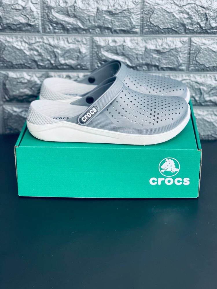Сабо мужские серые crocs уличные шлепанцы кроксы пляжные