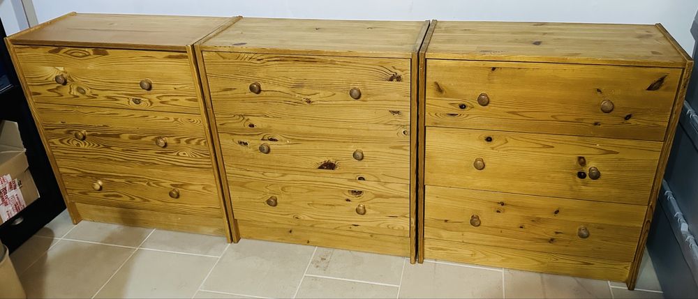 Komoda Komody drewniane sosnowe 3 szuflady cena za 3 sztuki