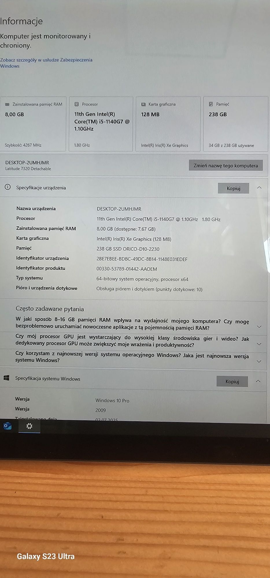 Dell latitude 7320 2in1 + klawiatura