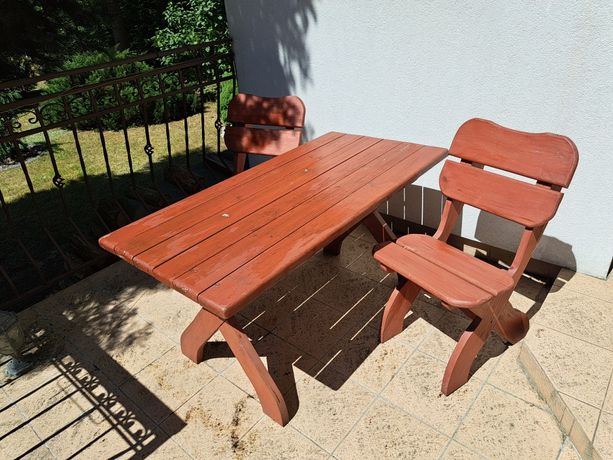 Stół drewniany ogrodowy + 2 krzesła