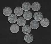 14 Moedas de 10 Centavos 1971 Alumínio