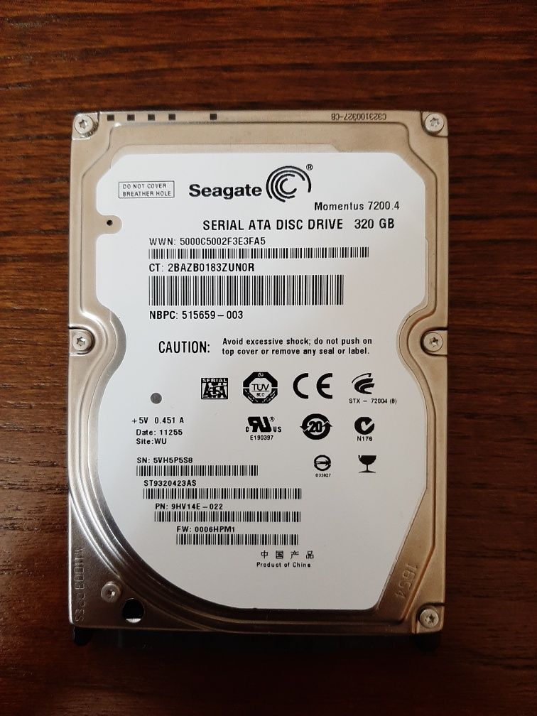 Disco Rígido 320Gb Sata 2,5"