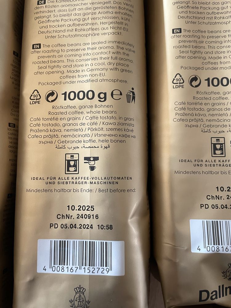 Dallmayr Dalmayr d Oro doro kawa ziarno ziarnista 4 kg cafe crema