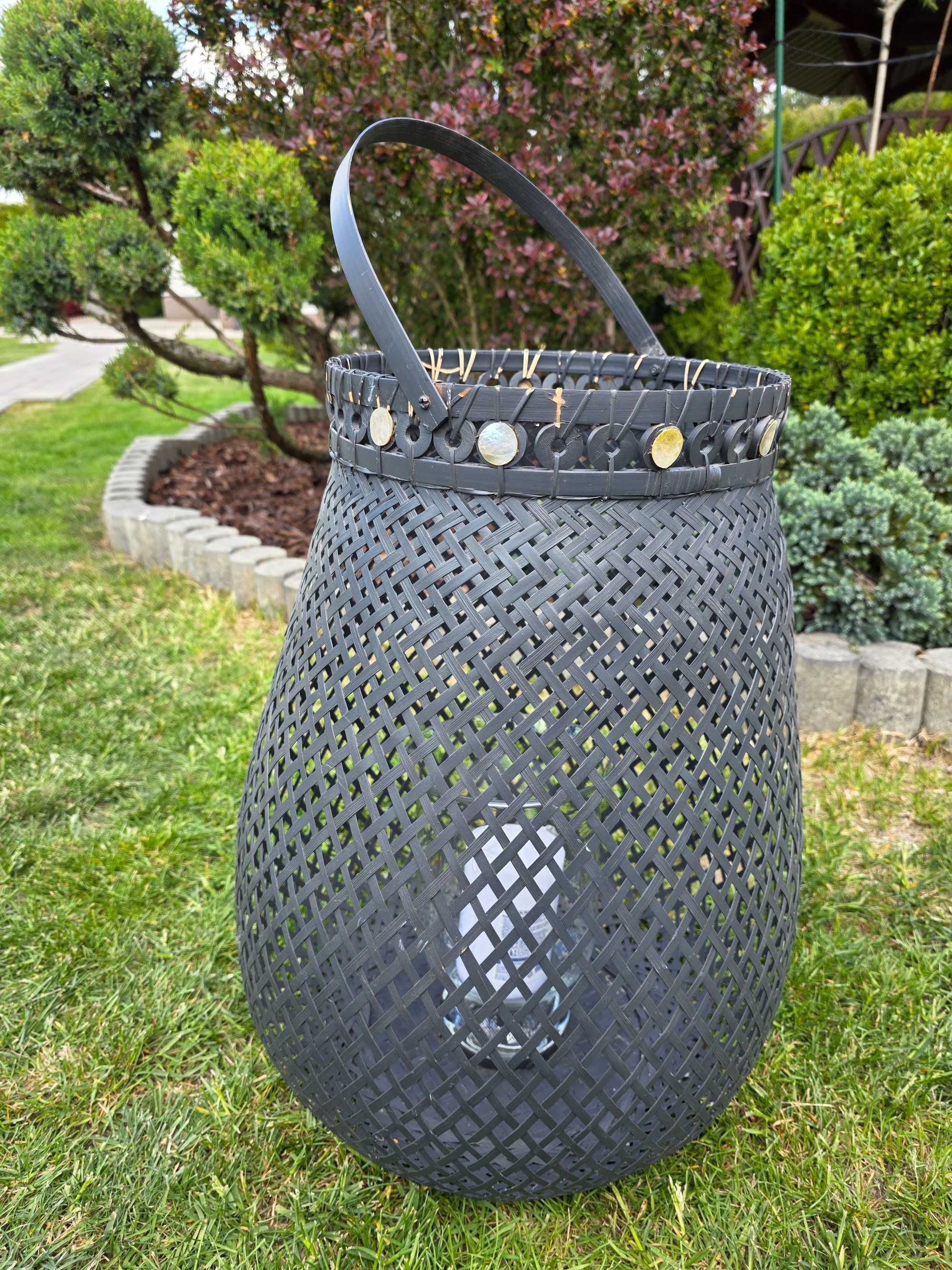 Duży lampion ogrodowy naturalny bambus / rattan