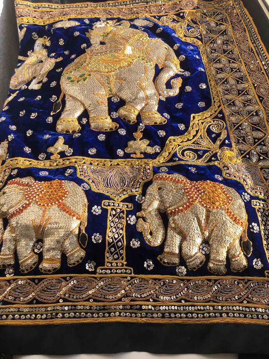 Гобелен вінтаж Burma Kalaga ручна робота М'янма Калага об'ємні фігури