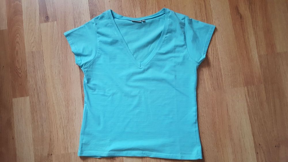 2 bluzki T-shirt, niebieska i zielona, bawełna
