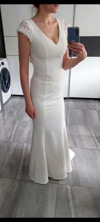 Elegancka suknia sukienka ślubna ślub 36 asthetic jarlo london