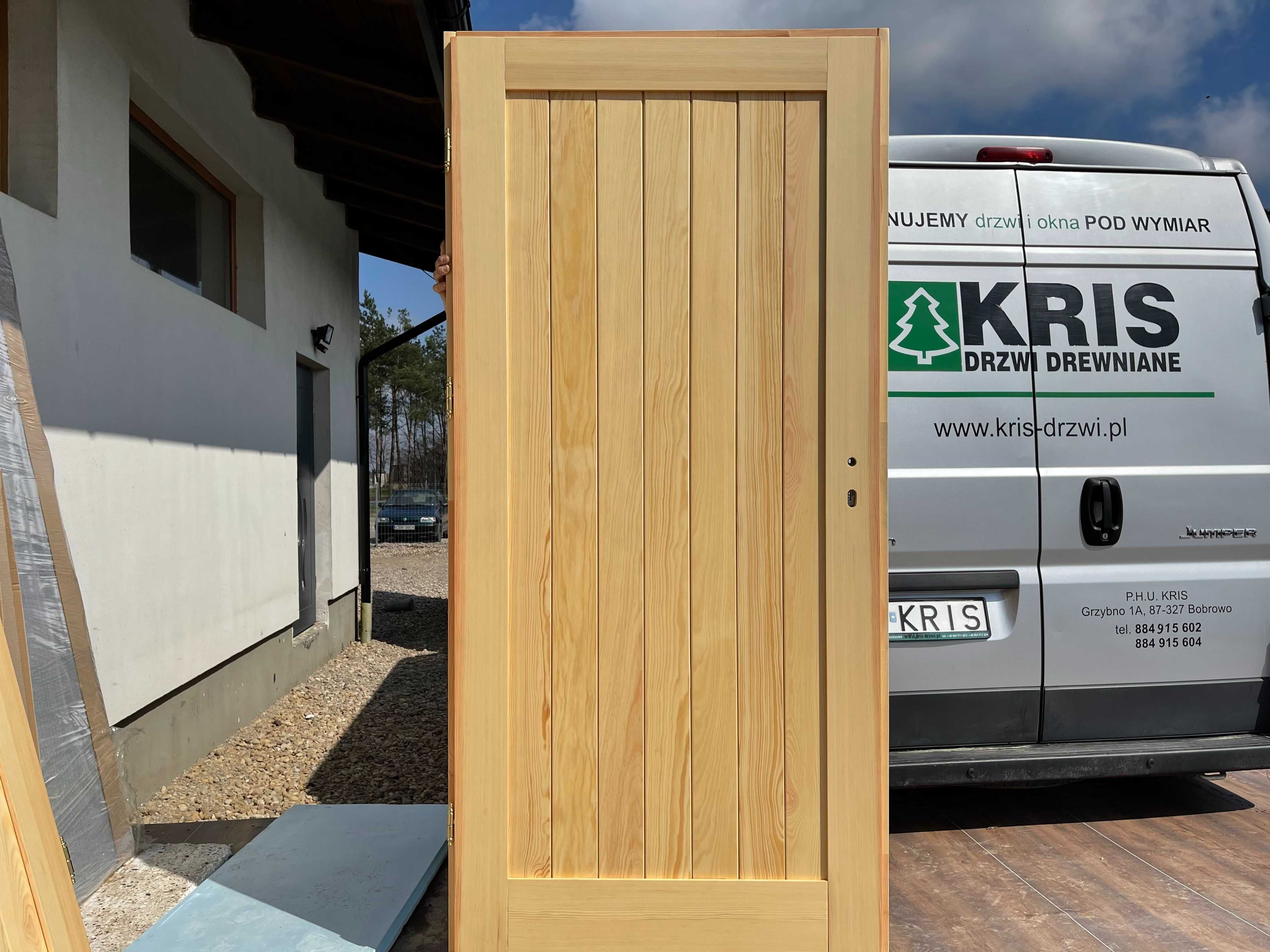 Drzwi drewniane sosonowe lakierowane z oscieżnicą OD RĘKI CAŁA POLSKA