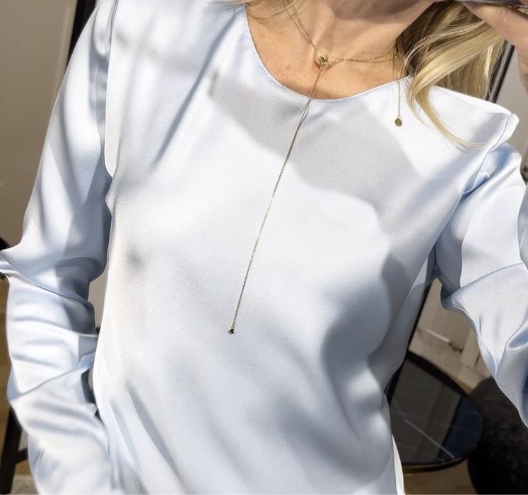 Шелковое длинное платье, голубое и хаки