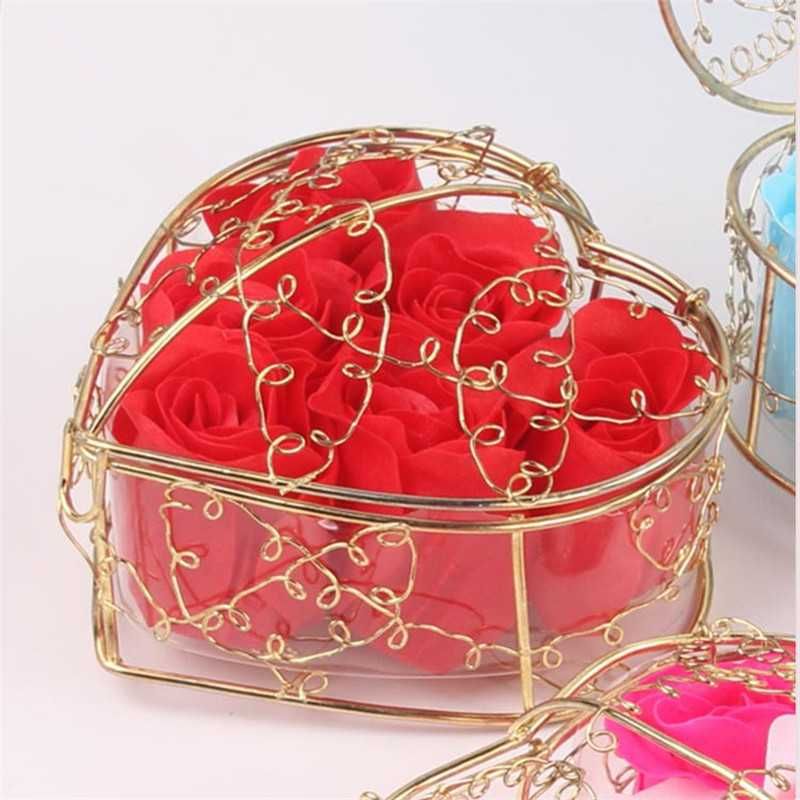 Koszyk Kwiaty Pudełko Kąpiel Serce Złoty Mydełka Róże Dzień Babci
