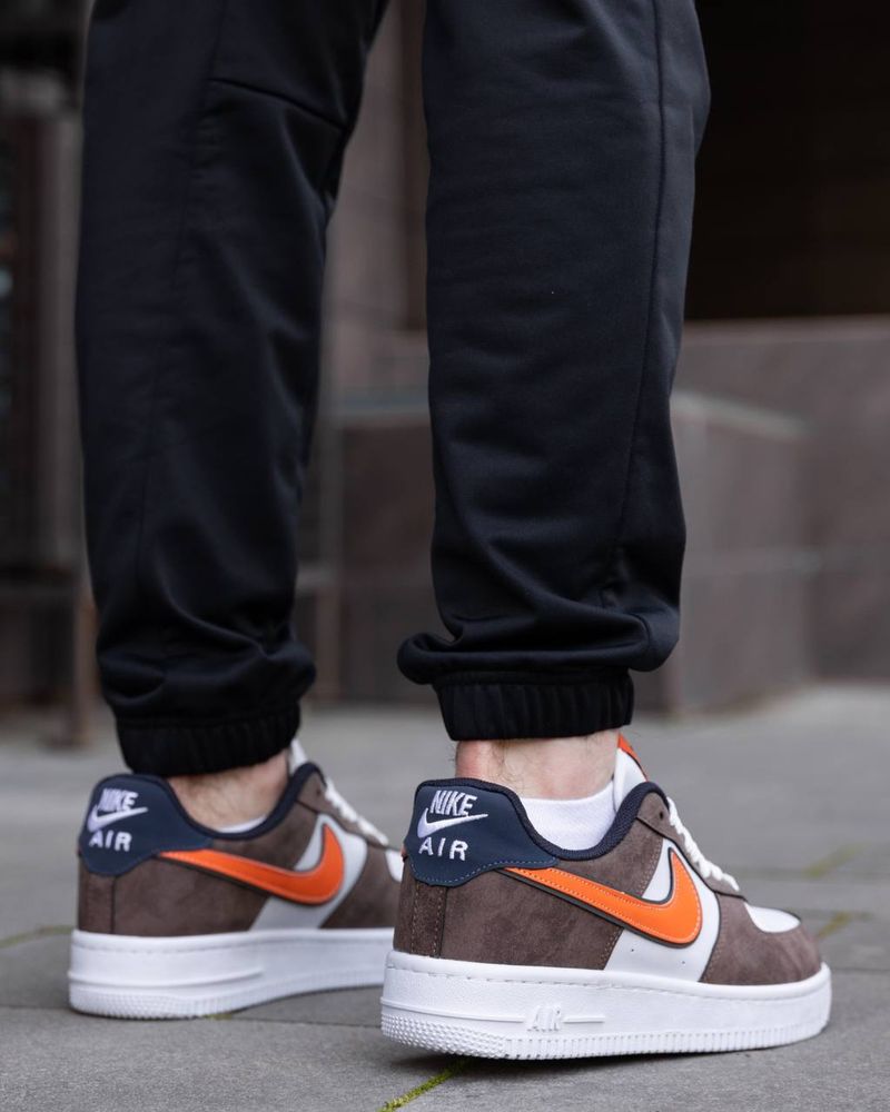 Чоловічі кросівки найк аір форс Nike Air Force Brown White Orange