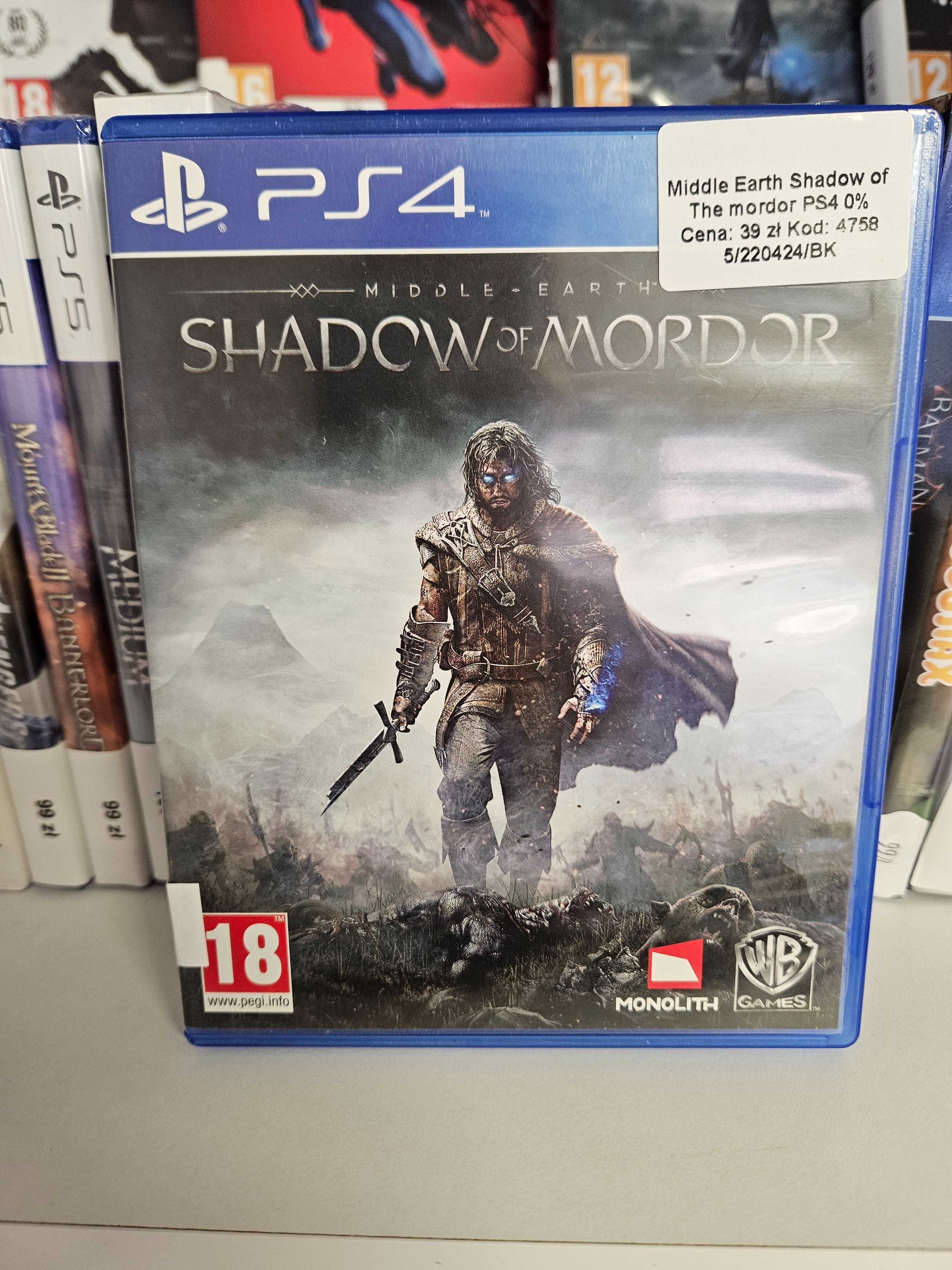 Middle Earth Shadow of the Mordor PS4 As Game & GSM 4758