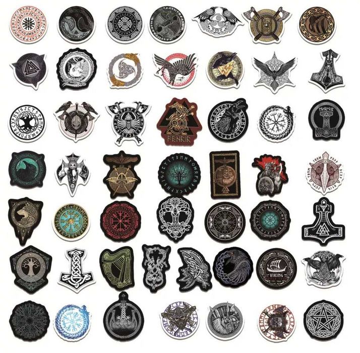 Набор стикеров 50 шт виниловые наклейки викинги древние символы