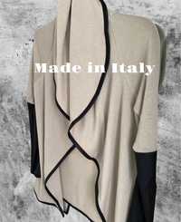 Włoska narzutka kardigan sweter S-M imitującę skórę rękawy wiskoza