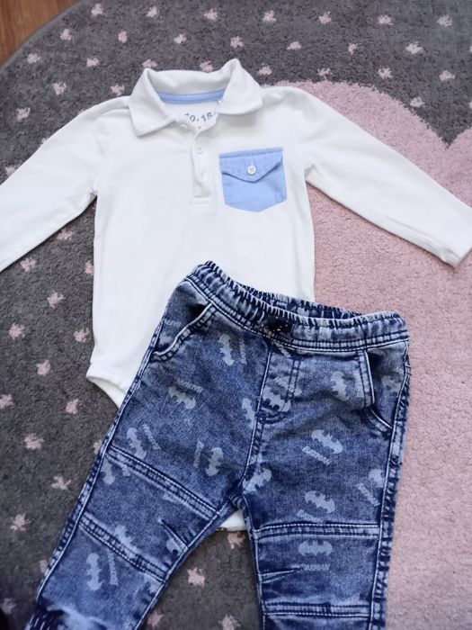 Jeansy Batman + koszula 5 10 15 rozmiar 74