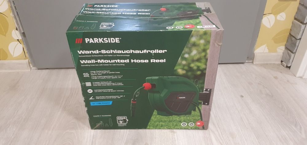 Wąż ogrodowy 20 m, bęben ogrodowy zwijany Parkside