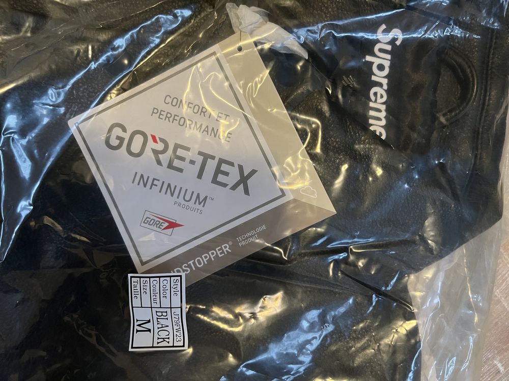 Supreme GORE-TEX Infinium WINDSTOPPER Leather Varsity Jacket