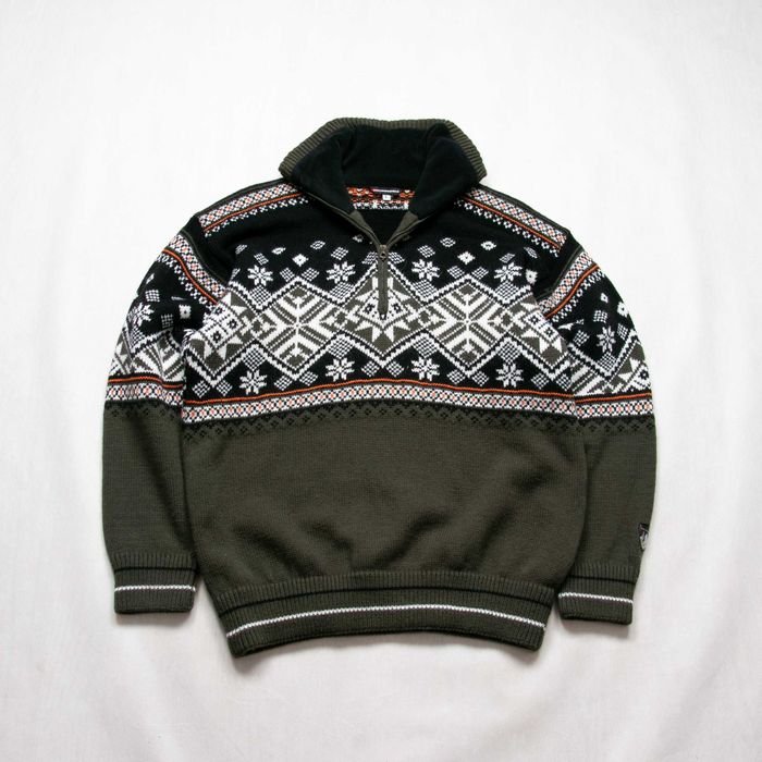 F.lli Campagnolo wełniany sweter z golfem w stylu norweskim L halfzip