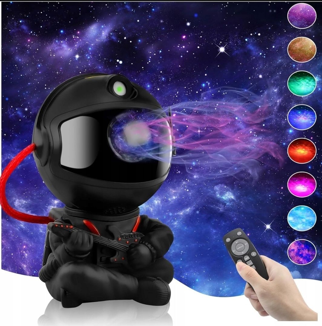 Projektor Gwiazd Astronauta Lampka Nocna 3D Obrotowy 360 Stopni+Pilot