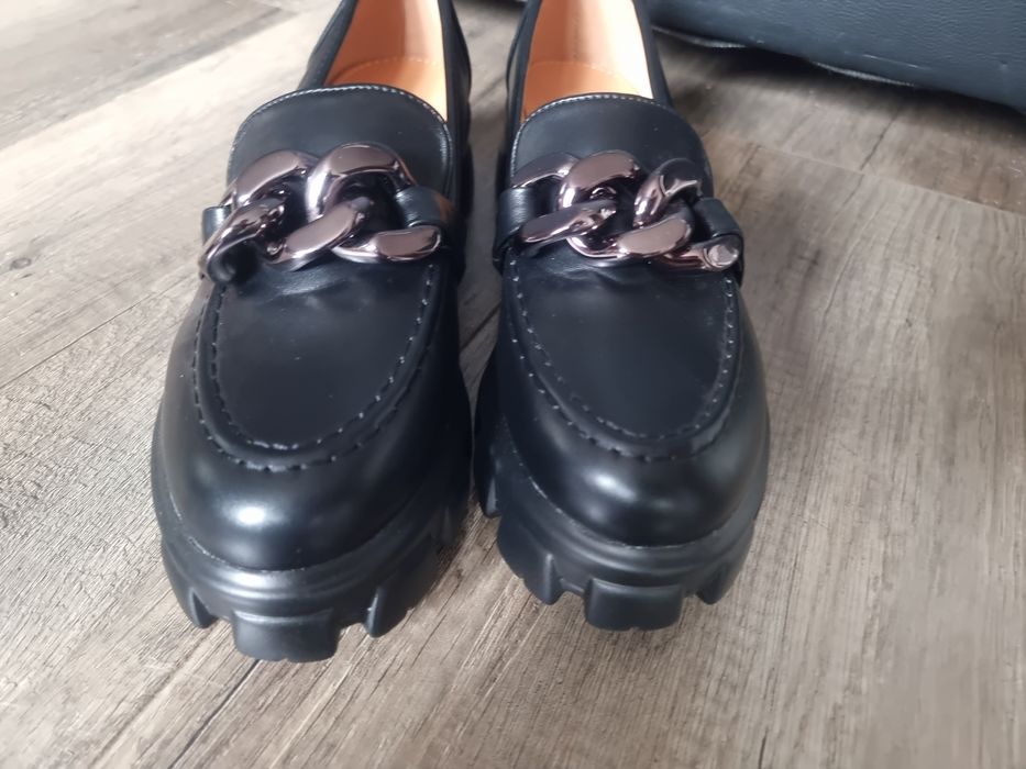 Mokasyny buty czarne 41 26.5 NOWE