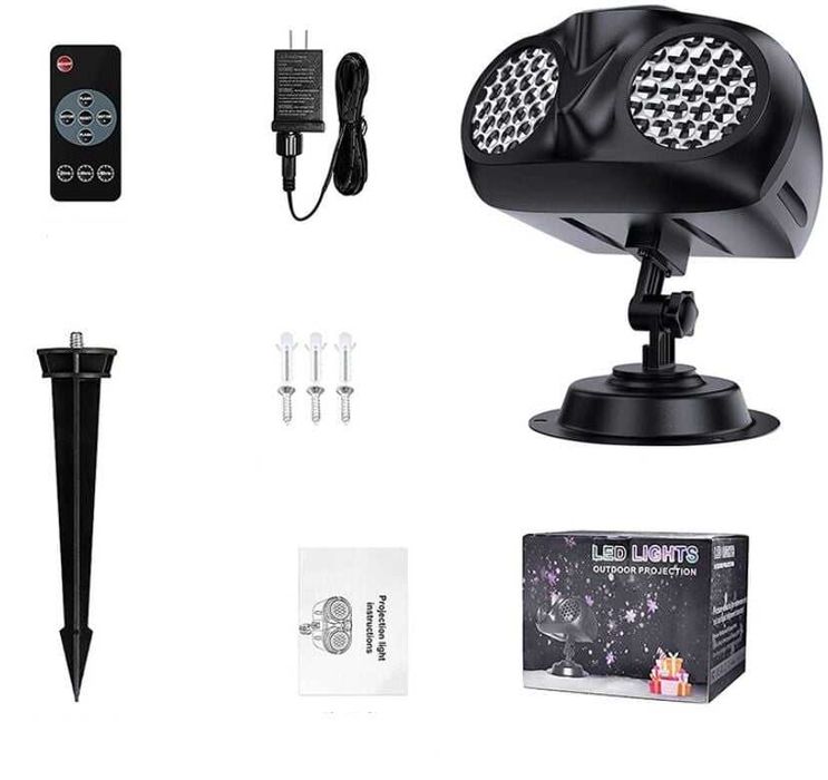 Проєктор “Сніжинки”, пульт, таймер, 2 кріплення, шурупи, в коробці