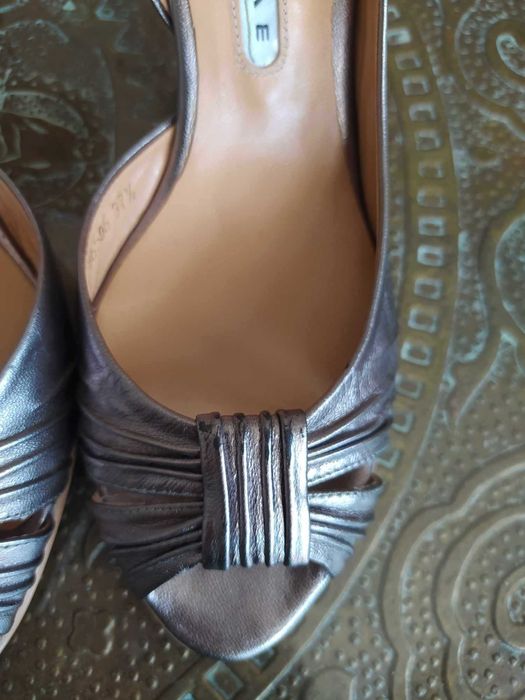 Srebrne, złote buty sandałki na obcasie