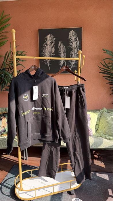 Утепленный черный костюм, худи, брюки, Shashka syndicate L. Monaco