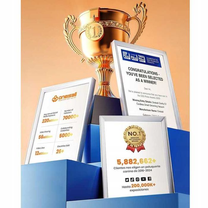 Oneisall Odkurzacz Bezprzewodowy Do Sierści Zwierząt 5200mah+ Maszynka